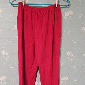 Red Pull-On Pants  - Elastic Waist - Soft Knit - Size Medium